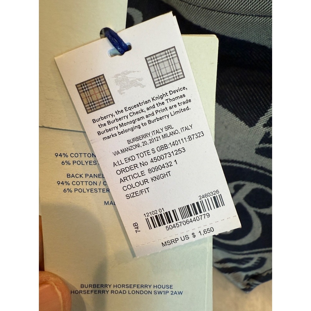 Burberry Unisex Cotton LL EKD Tote in Knight Blue, large, with graphic, 8090432 - Picture 13 of 14